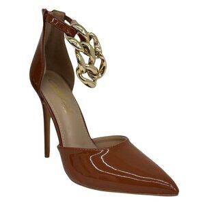 CATHY DIN / Rae-61 / Womens Pointed-Toe High Heels / With Gold Chain Accent & An